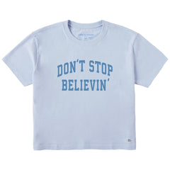 Women's Don't Stop Believin' Arch Short Sleeve Crusher Boxy Tee