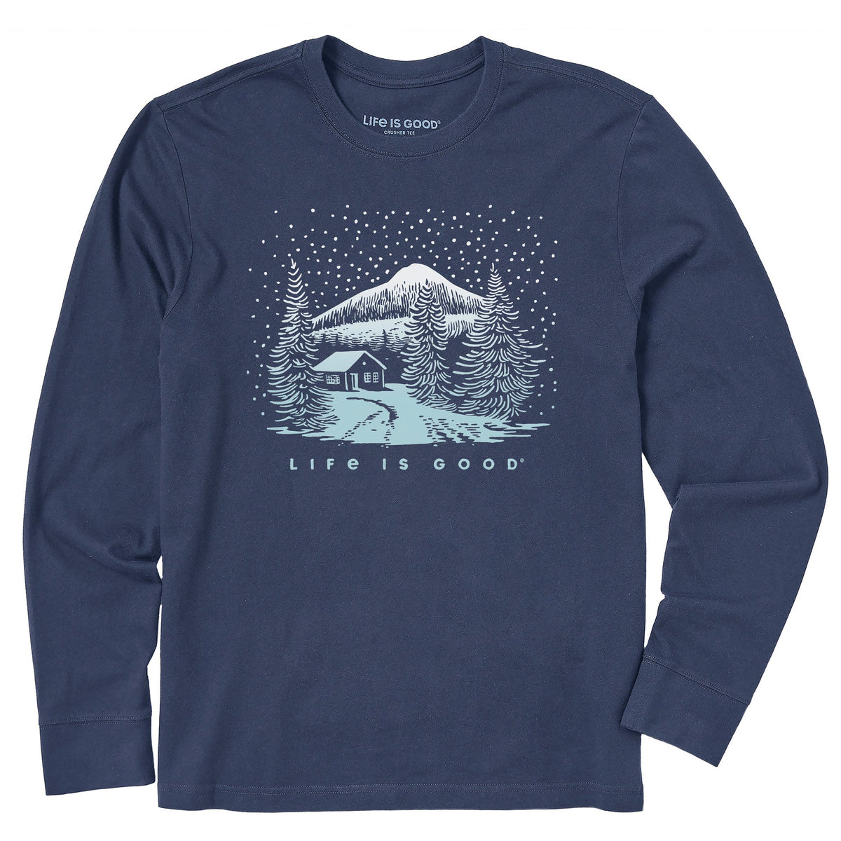 Men's Snowy Cabin Road Long Sleeve Crusher Tee