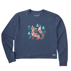 Women's Fox in the Winter Long Sleeve Crusher Boxy Tee