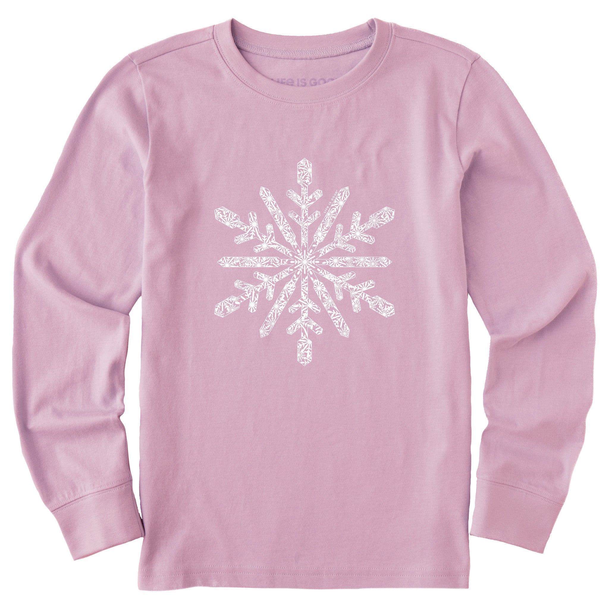 Kids Contrast Snowflake Long Sleeve Crusher Tee