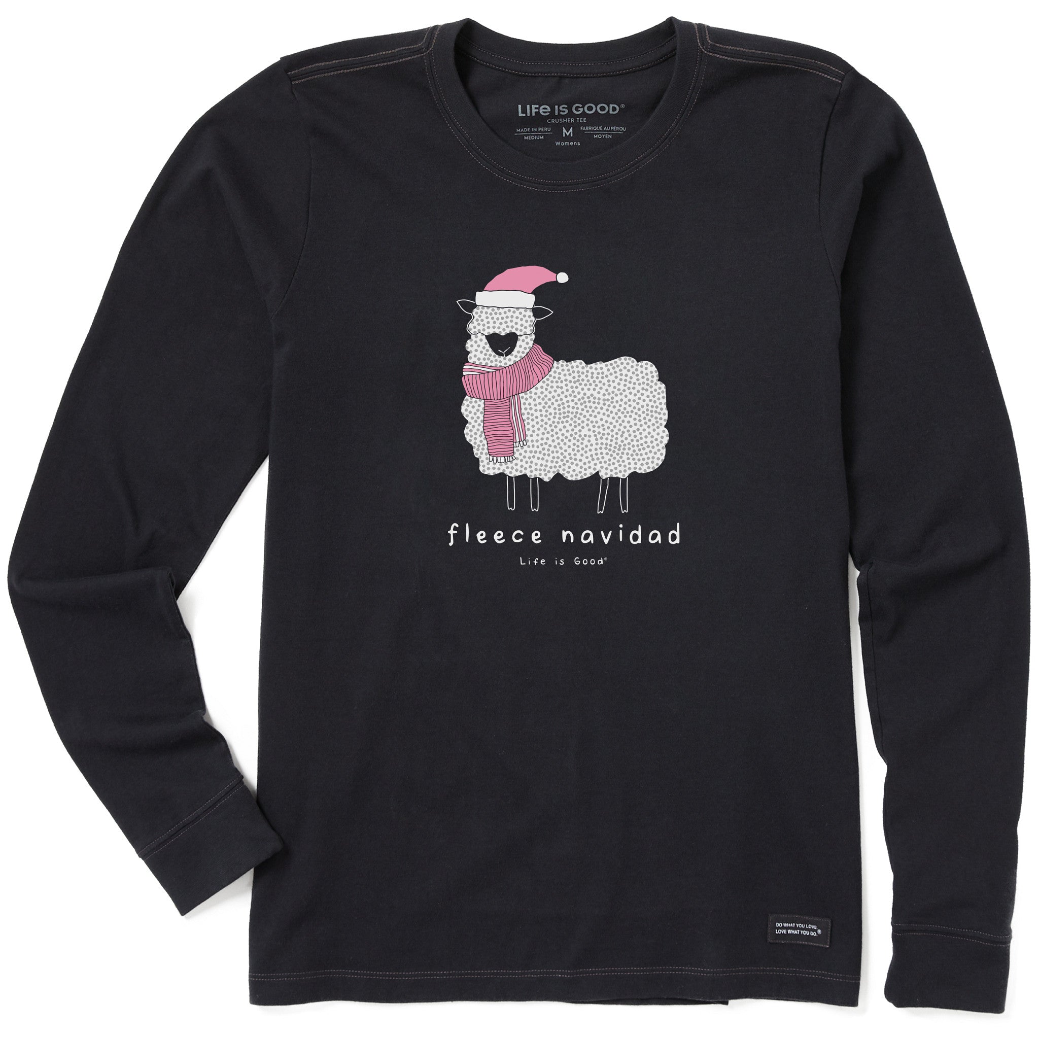 Women's Fleece Navidad Sheep Long Sleeve Crusher Tee