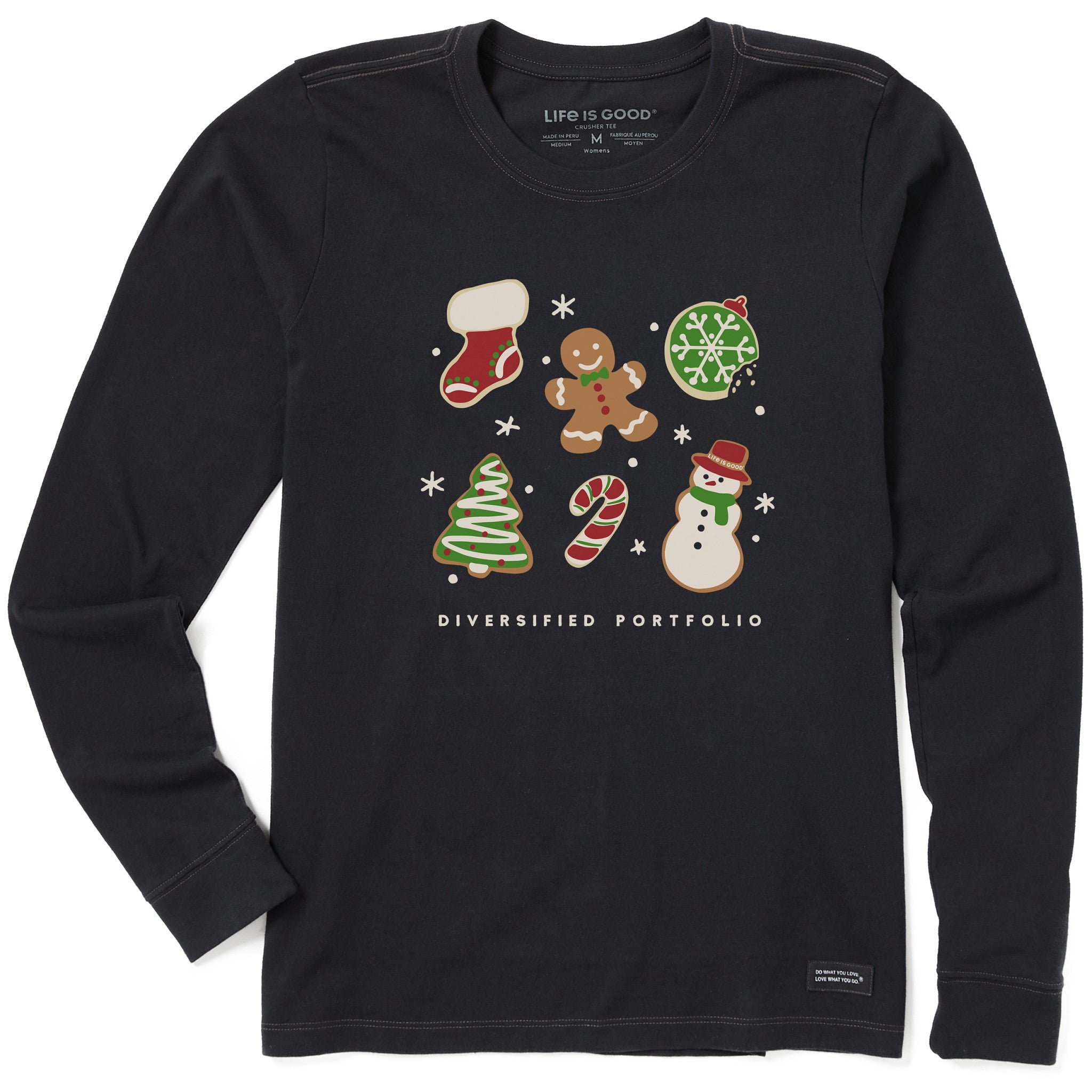 Women's Diversified Portfolio Xmas Cookies Long Sleeve Crusher Tee