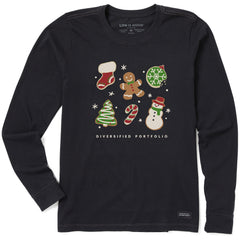 Women's Diversified Portfolio Xmas Cookies Long Sleeve Crusher Tee