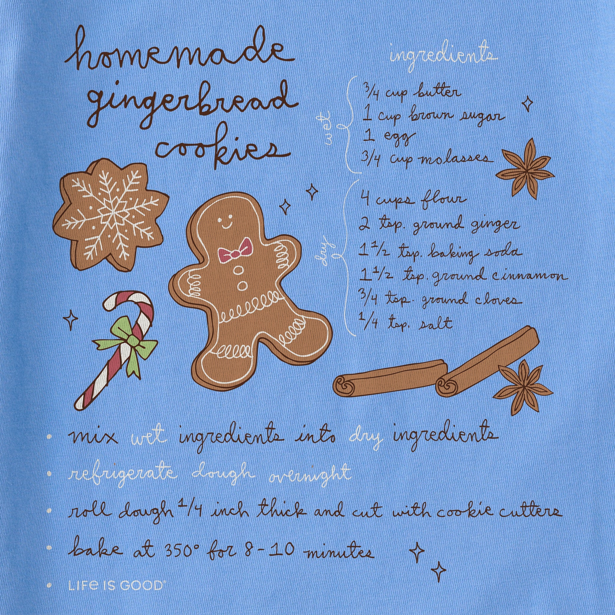 Women's Gingerbread Cookies Recipe Long Sleeve Crusher Tee