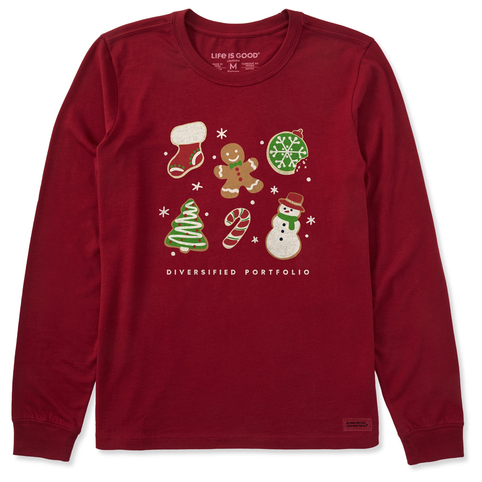Women's Diversified Portfolio Xmas Cookies Long Sleeve Crusher Tee