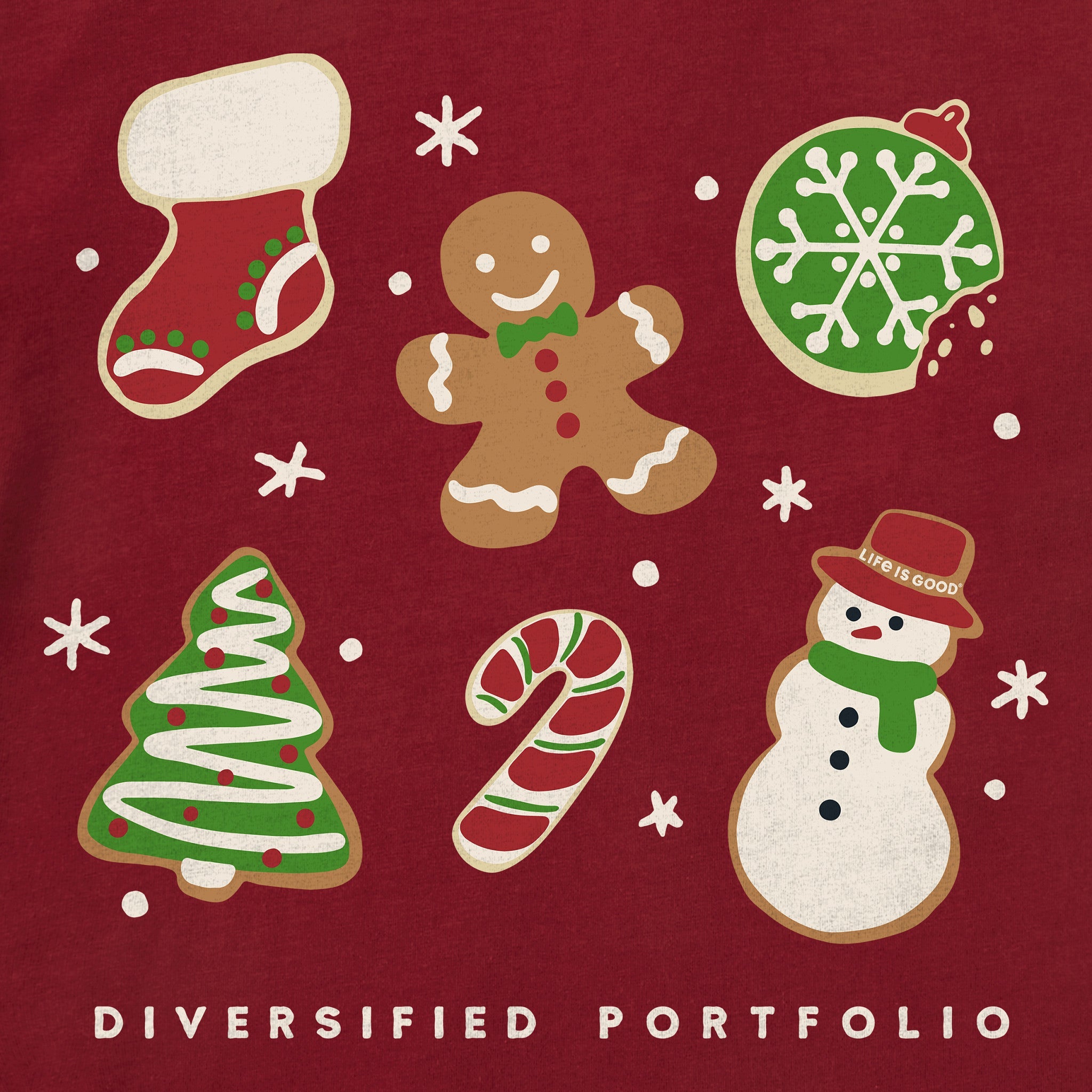 Women's Diversified Portfolio Xmas Cookies Long Sleeve Crusher Tee