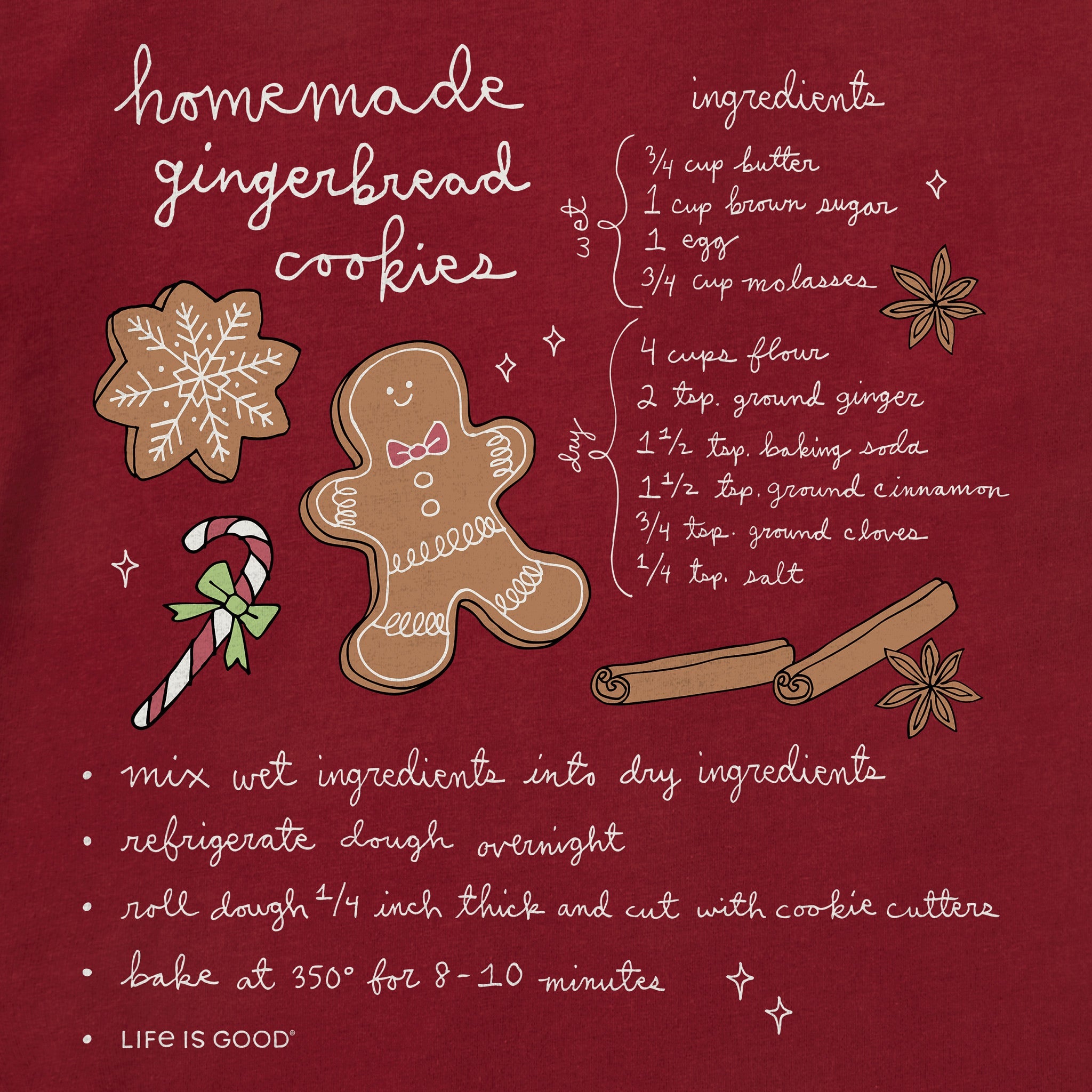 Women's Gingerbread Cookies Recipe Long Sleeve Crusher Tee