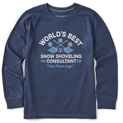 Kids Snow Shoveling Consultant Long Sleeve Crusher Tee