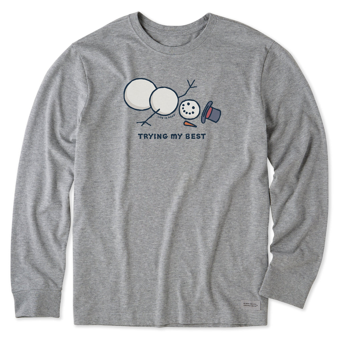 Men's Trying My Best Snowman Long Sleeve Crusher Tee
