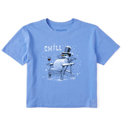 Women's Chill Snowman Adirondack Short Sleeve Crusher Boxy Tee