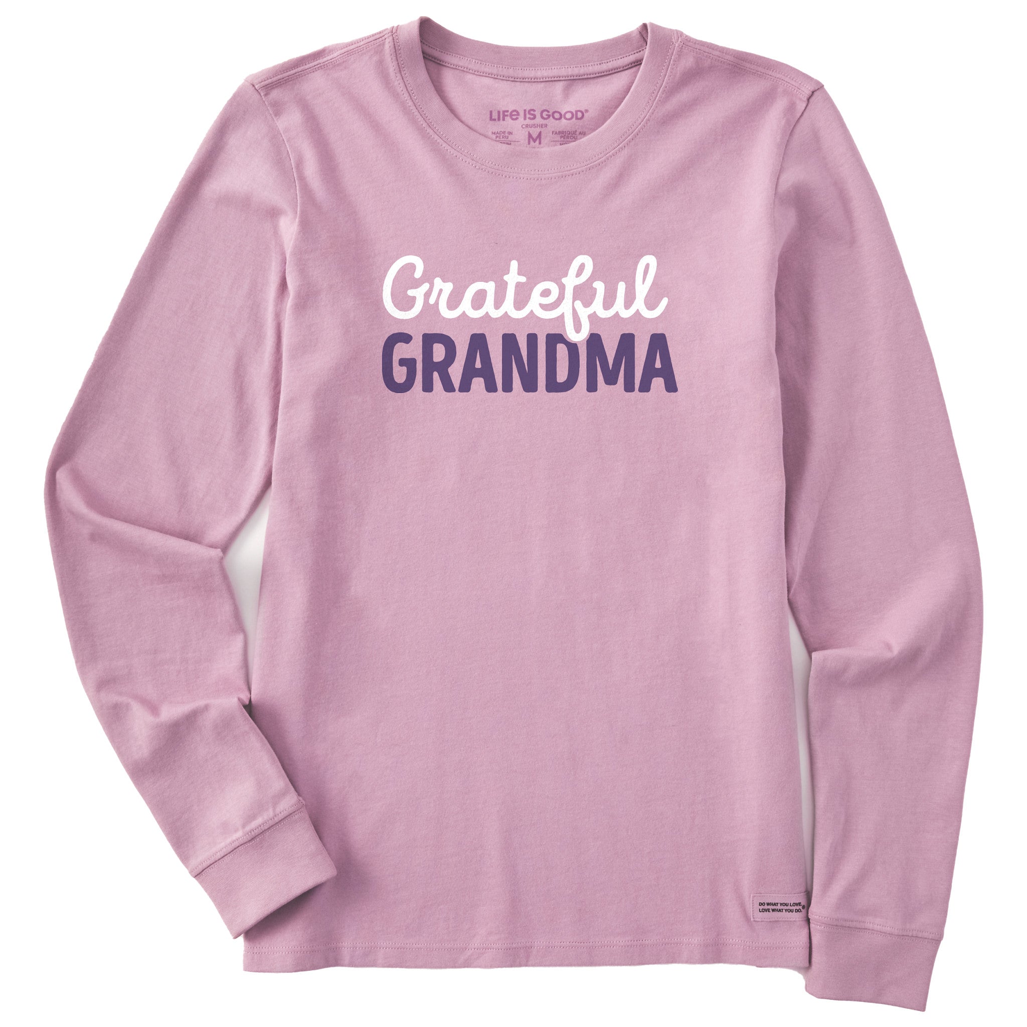 Women's Grateful Grandma Script Long Sleeve Crusher Tee