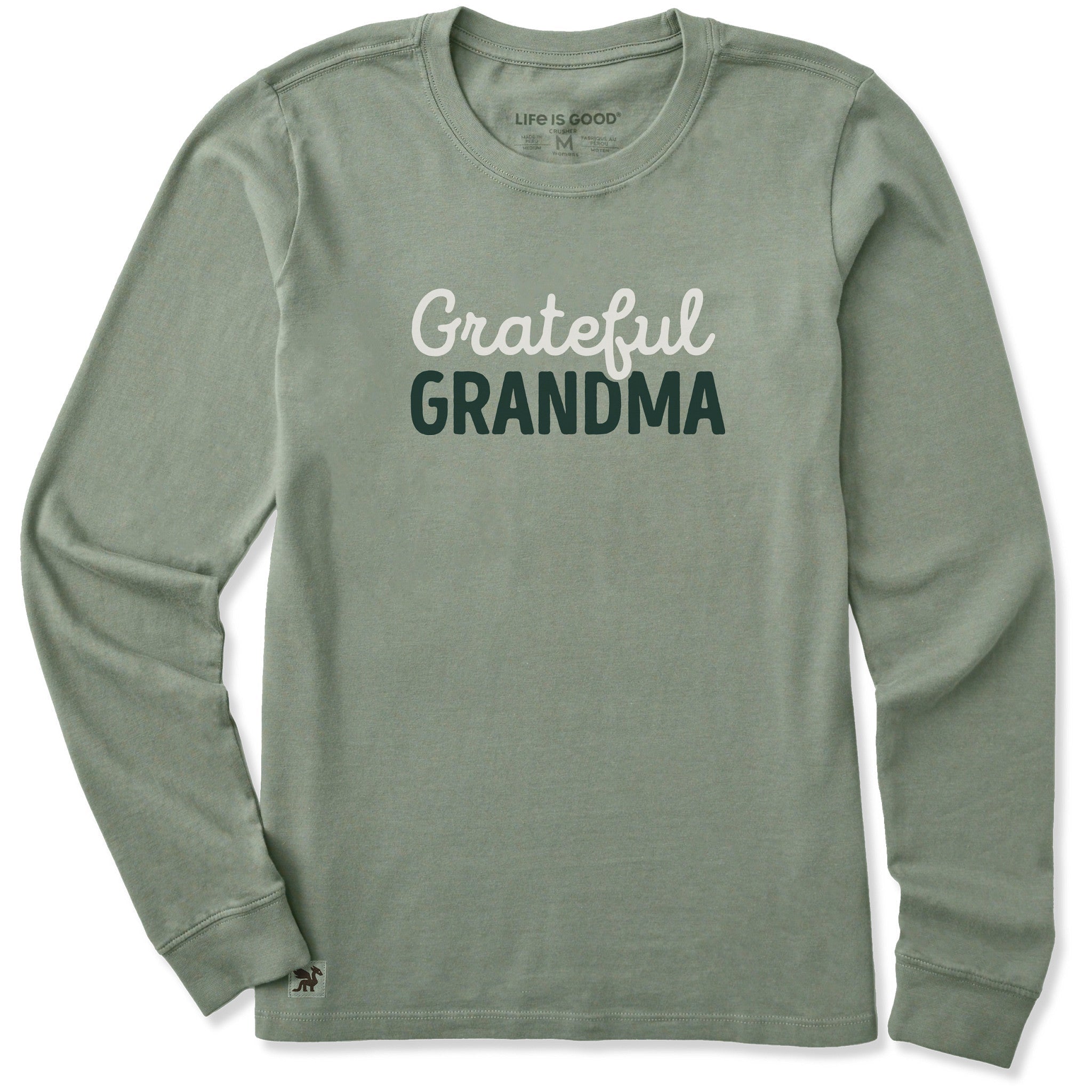 Women's Grateful Grandma Script Long Sleeve Crusher Tee
