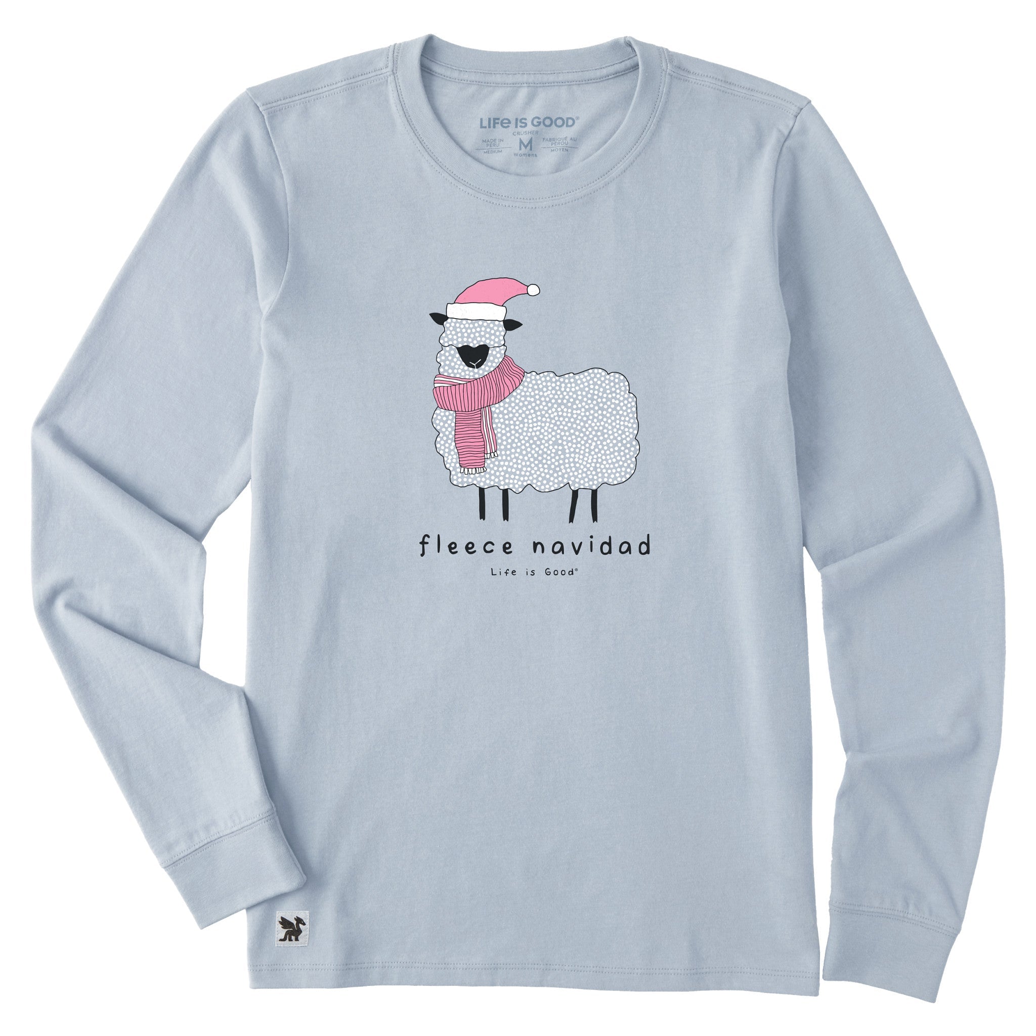 Women's Fleece Navidad Sheep Long Sleeve Crusher Tee
