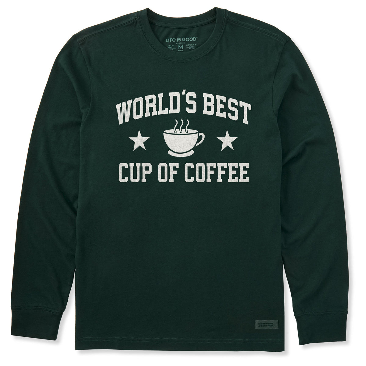 Men's World's Best Cup of Coffee Arch Long Sleeve Crusher Tee