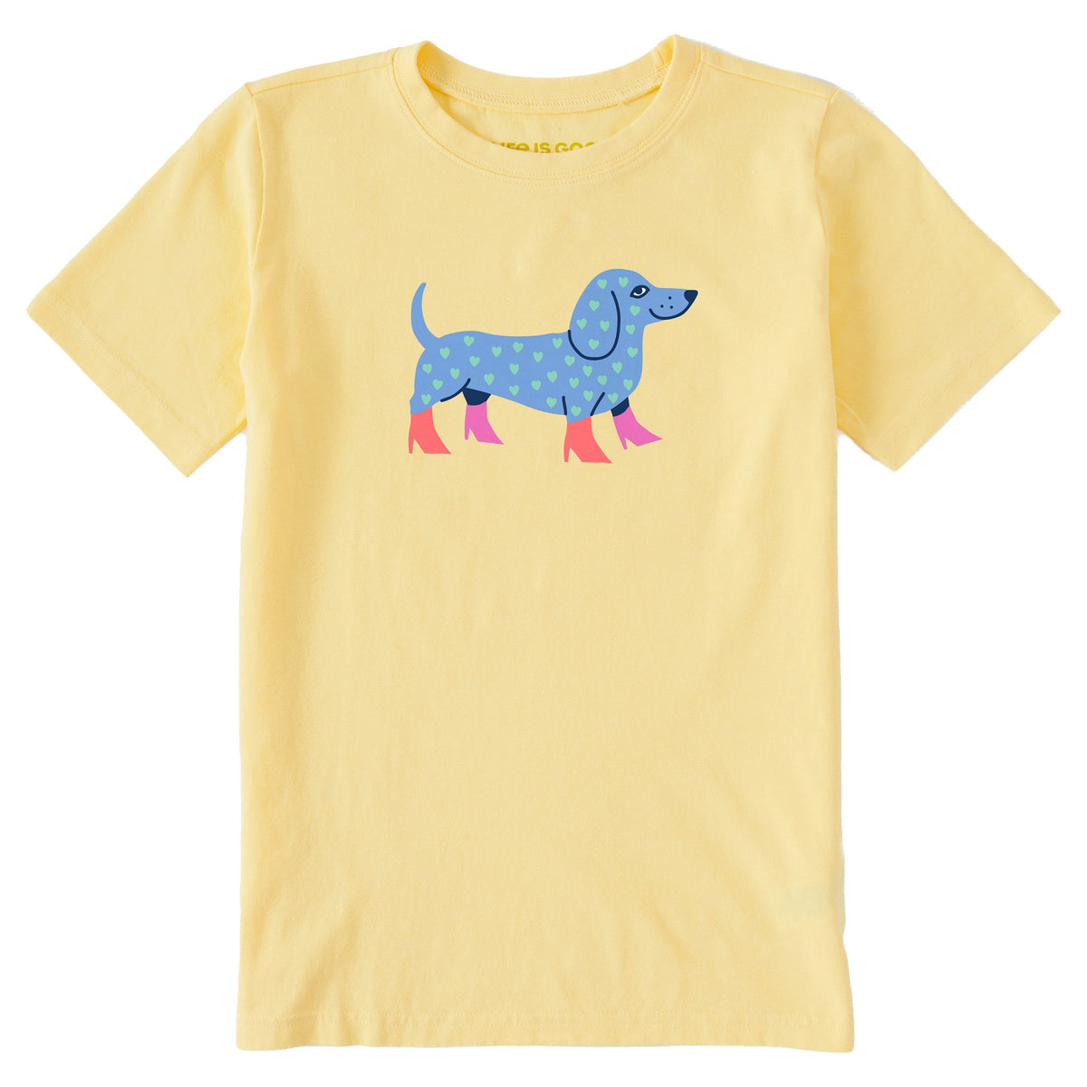 Kids Dachshund with Boots Short Sleeve Crusher Tee