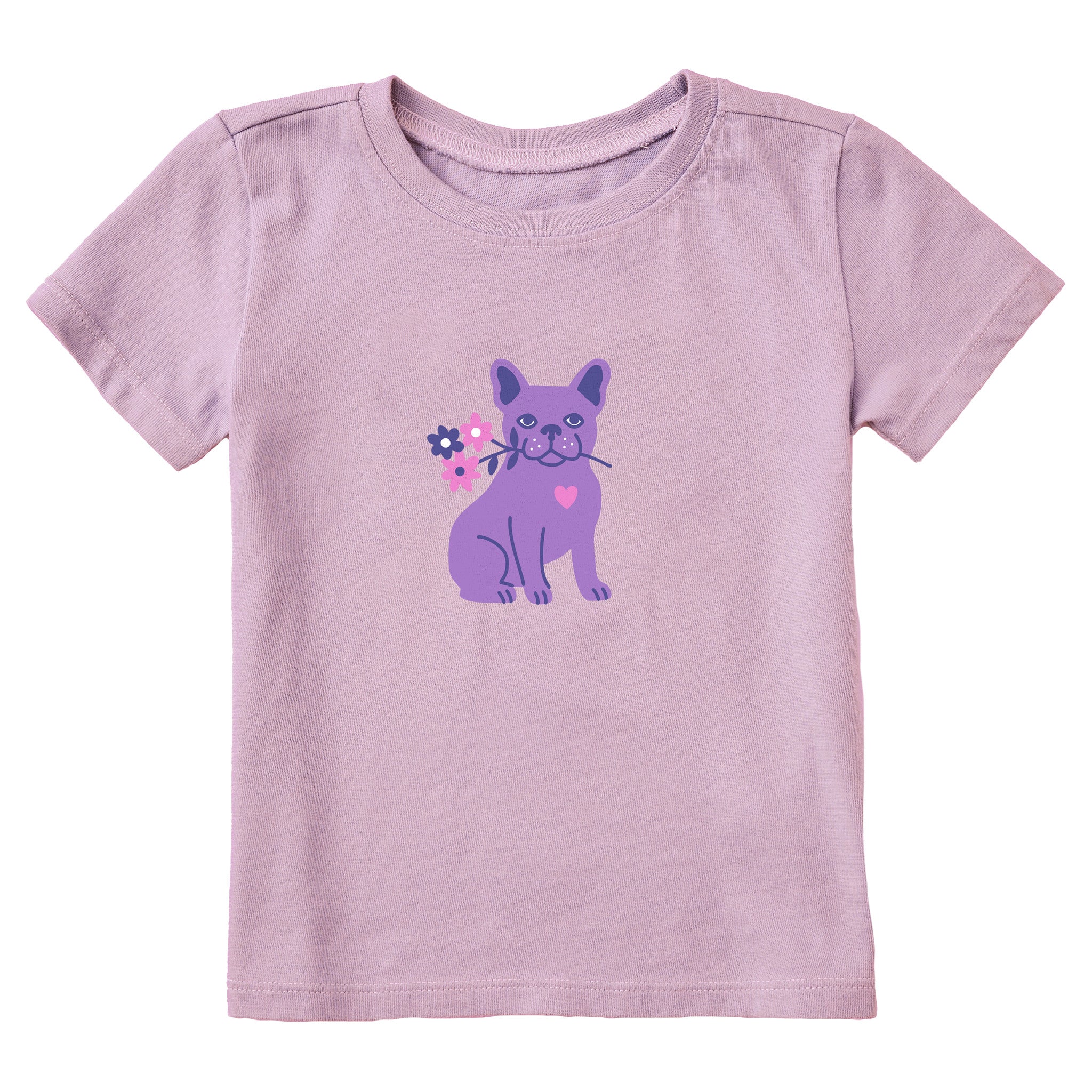 Toddler Frenchie Flowers Short Sleeve Crusher Tee