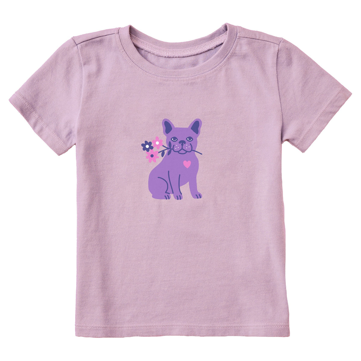 Toddler Frenchie Flowers Short Sleeve Crusher Tee