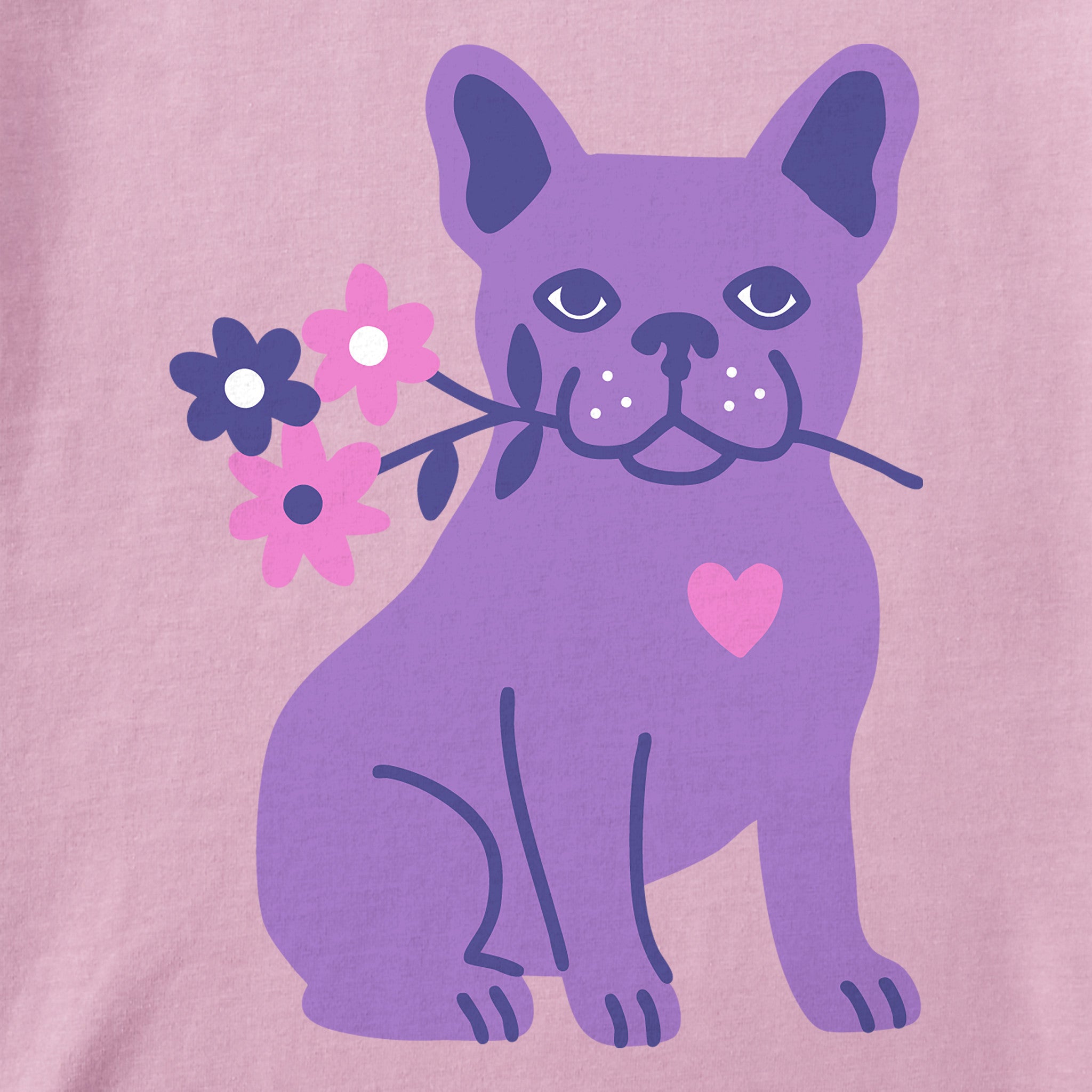 Toddler Frenchie Flowers Short Sleeve Crusher Tee