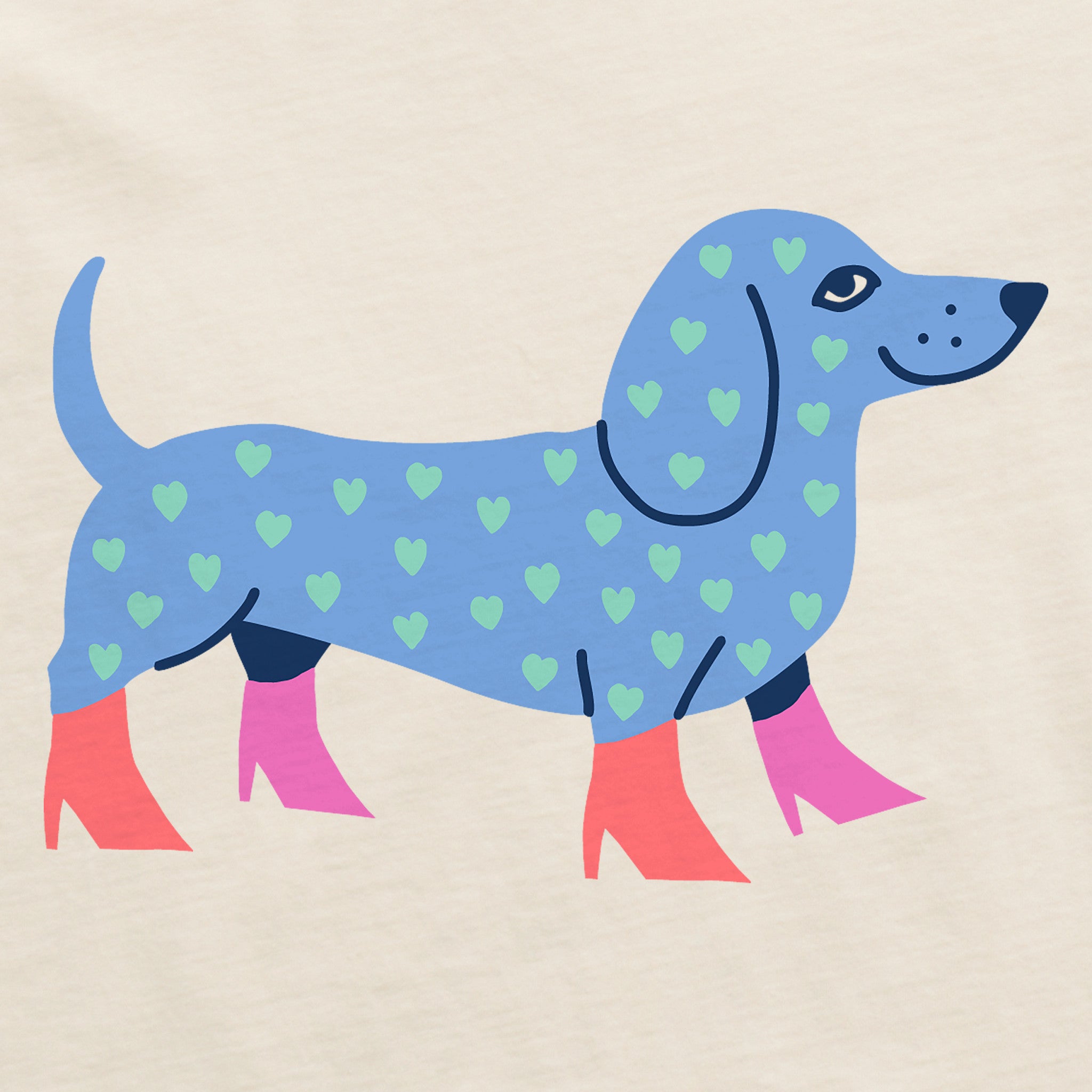 Women's Dachshund with Boots Short Sleeve Crusher Boxy Tee