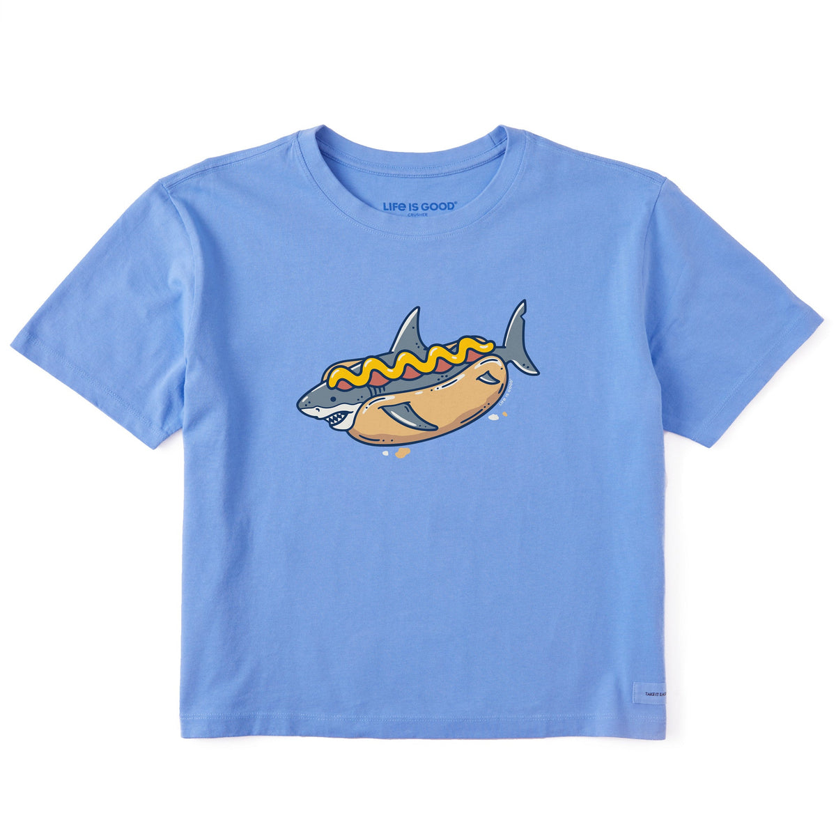 Women's Hot Dog Shark Short Sleeve Crusher Boxy Tee