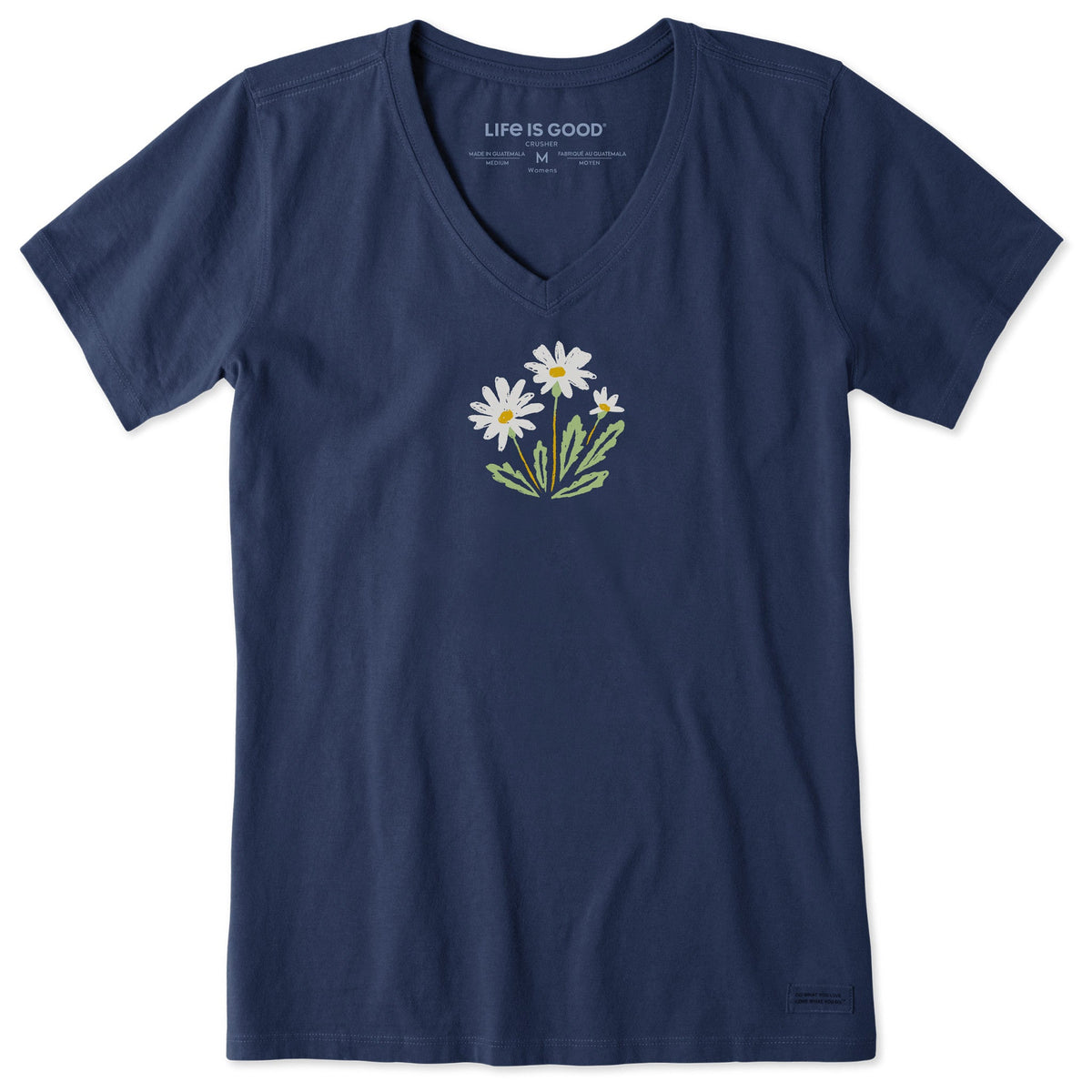 Women's Inkbrush Daisies Short Sleeve Crusher Vee