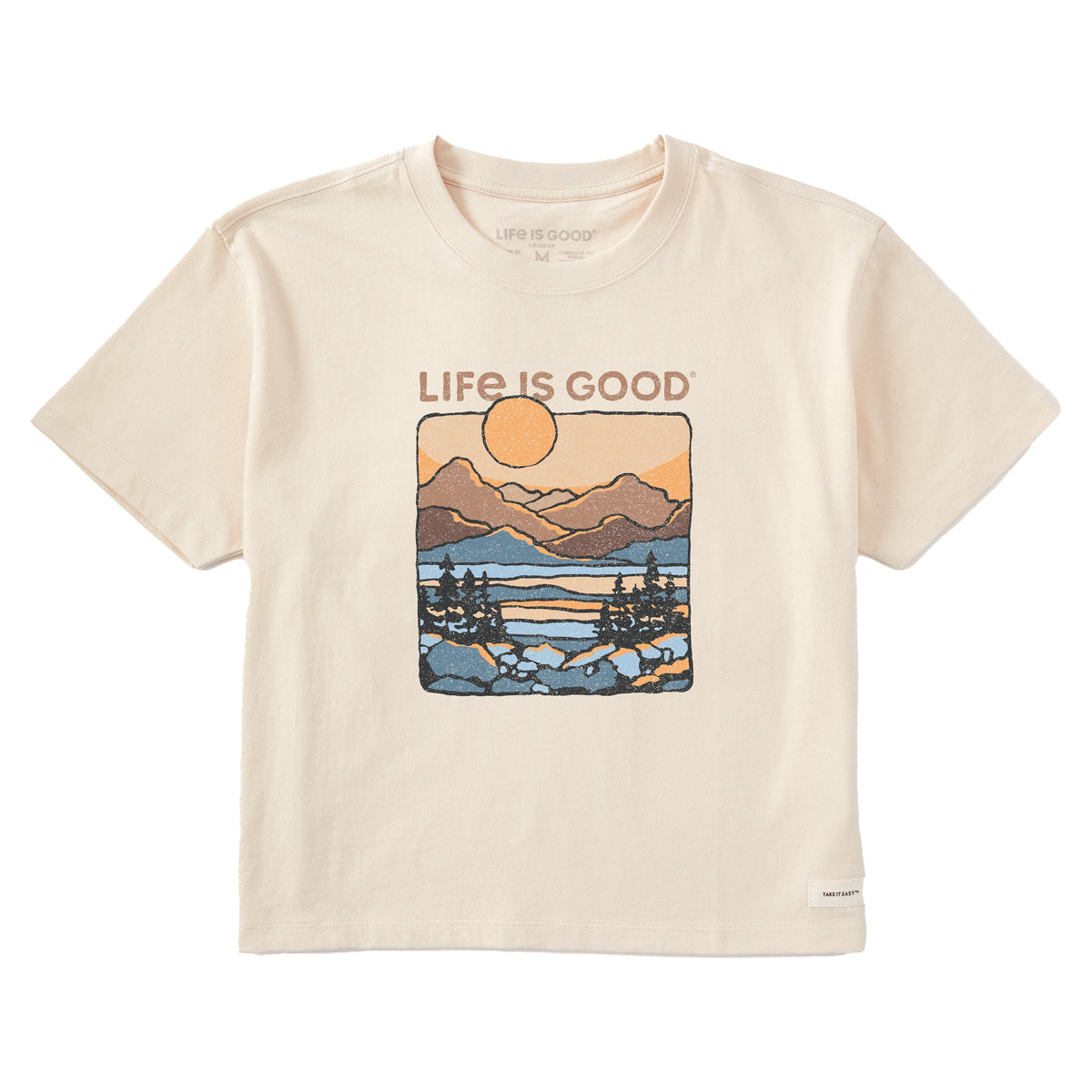 Women's A Mountain Sunset Short Sleeve Crusher Boxy Tee