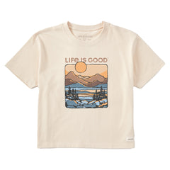 Women's A Mountain Sunset Short Sleeve Crusher Boxy Tee