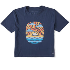 Women's Graphic Sunset Short Sleeve Crusher Boxy Tee