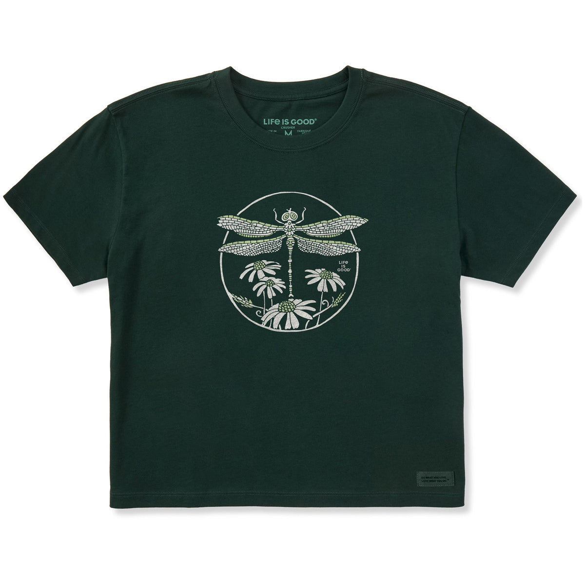 Women's Dragonfly Among Flowers Short Sleeve Crusher Boxy Tee