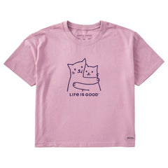 Women's Hugging Cats Short Sleeve Crusher Boxy Tee