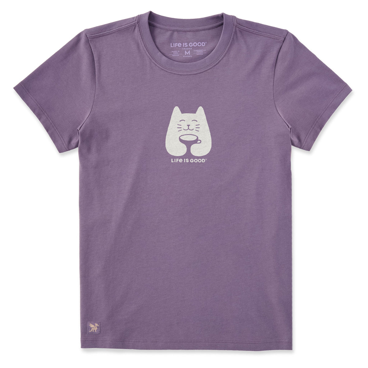 Women's Cat with Coffee Short Sleeve Crusher Tee