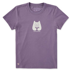 Women's Cat with Coffee Short Sleeve Crusher Tee