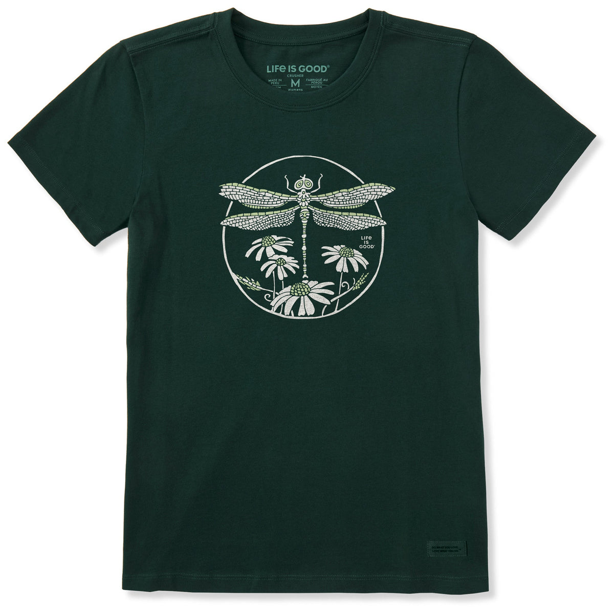 Women's Dragonfly Among Flowers Short Sleeve Crusher Tee