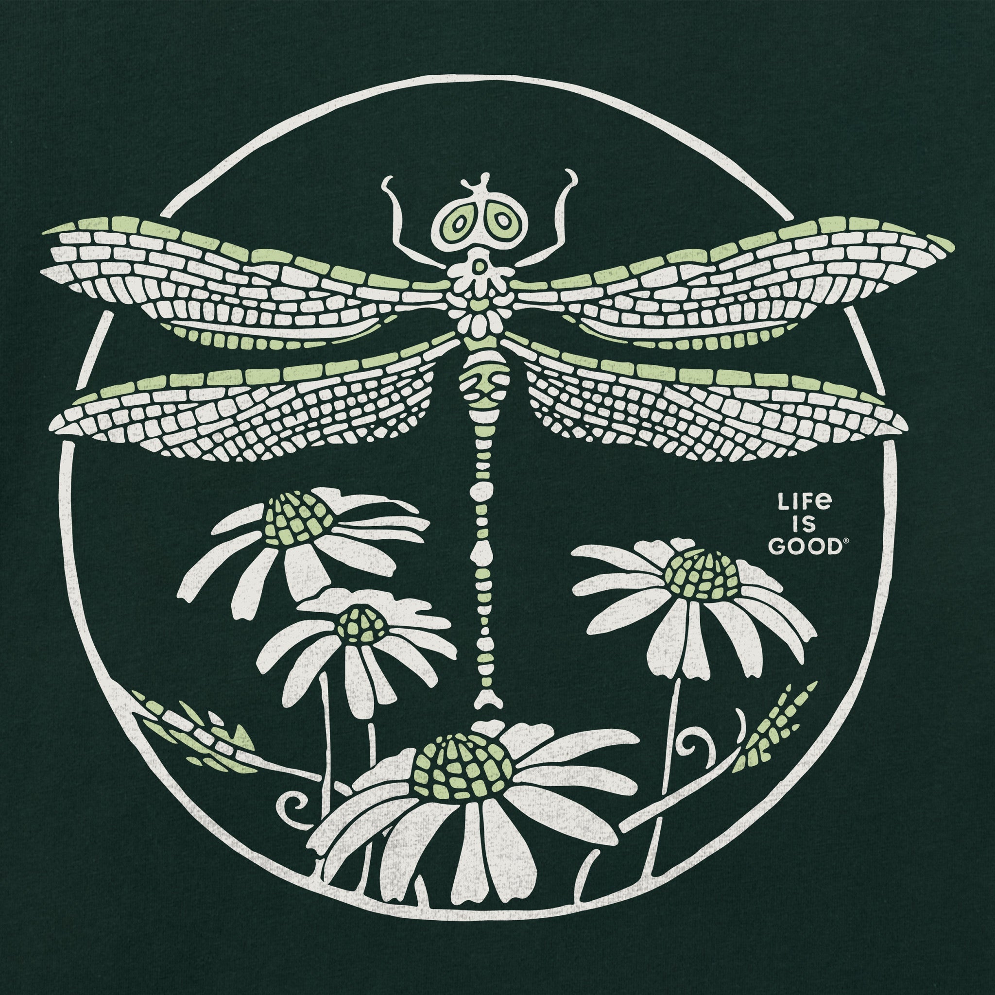 Women's Dragonfly Among Flowers Short Sleeve Crusher Tee