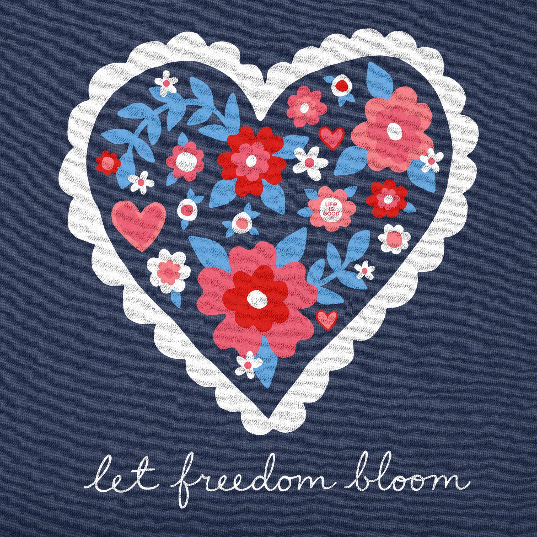 Kids American Floral Heart Short Sleeve Crusher Tee