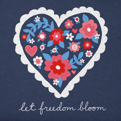 Kids American Floral Heart Short Sleeve Crusher Tee