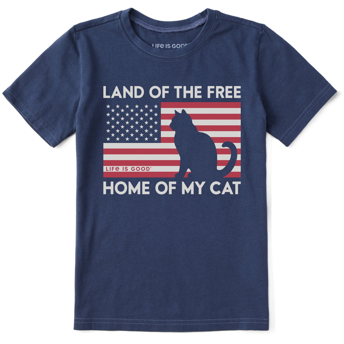 Kids Land of the Free Home of My Cat Short Sleeve Crusher Tee