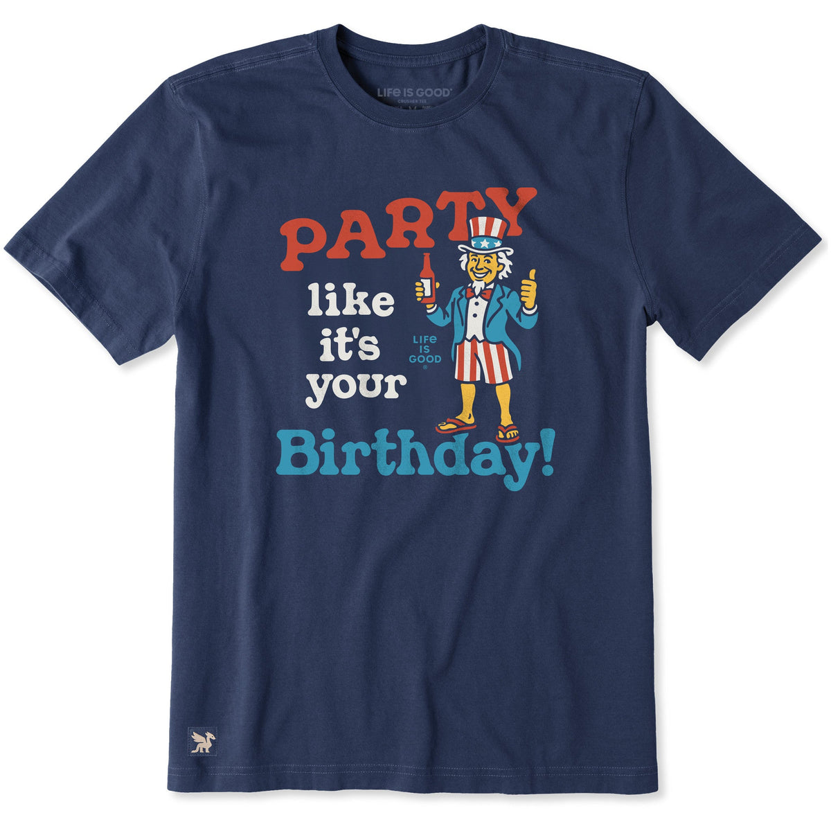 Men's Party Like It's Your Birthday Uncle Sam Short Sleeve Crusher Tee