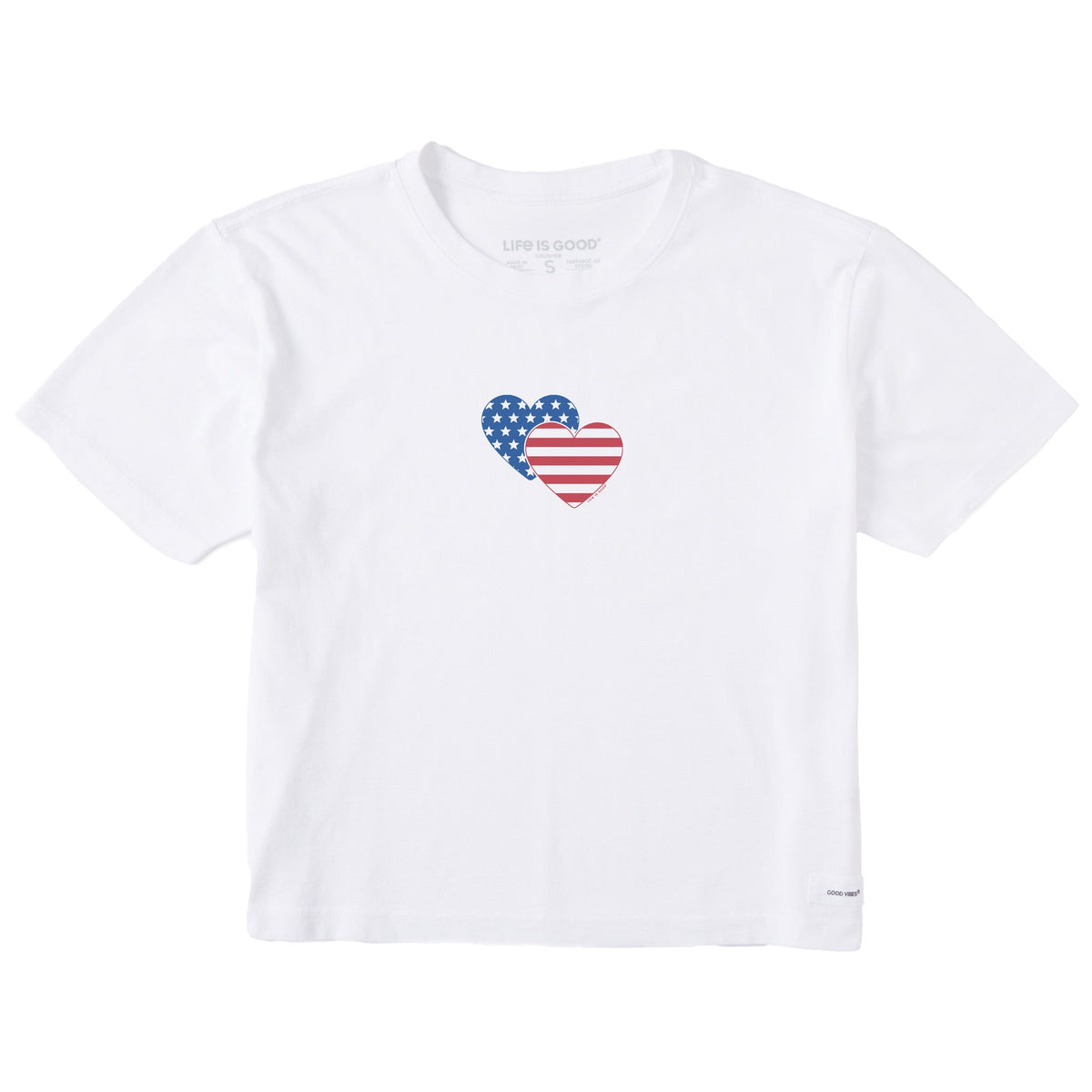 Women's Flag Heart Duo Short Sleeve Crusher Boxy Tee