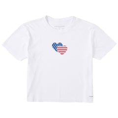 Women's Flag Heart Duo Short Sleeve Crusher Boxy Tee