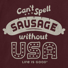 Women's Can't Spell Sausage without USA Short Sleeve Crusher Boxy Tee