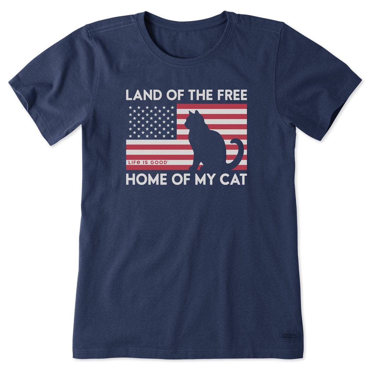 Women's Land of the Free Home of My Cat Short Sleeve Crusher Tee