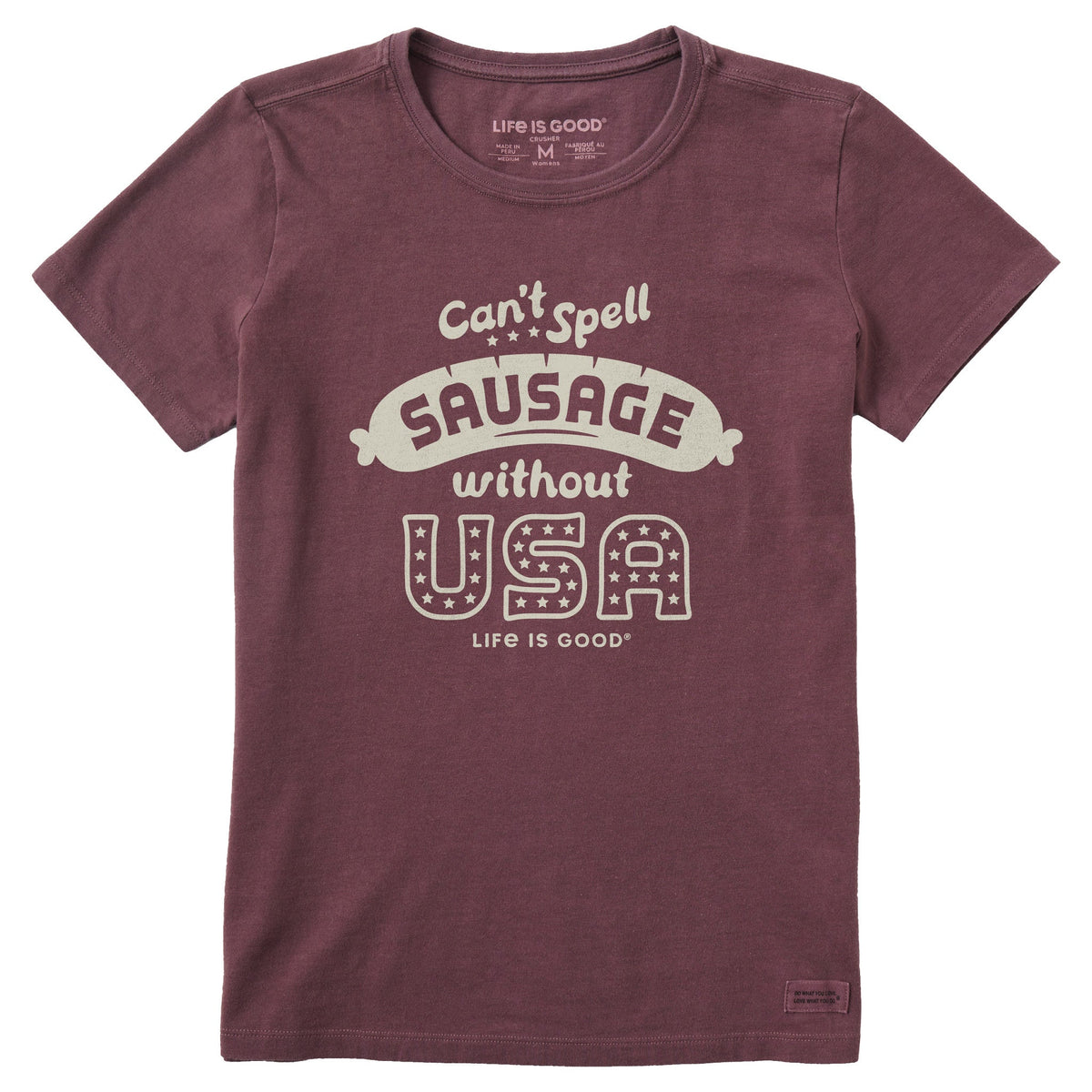 Women's Can't Spell Sausage without USA Short Sleeve Crusher Tee