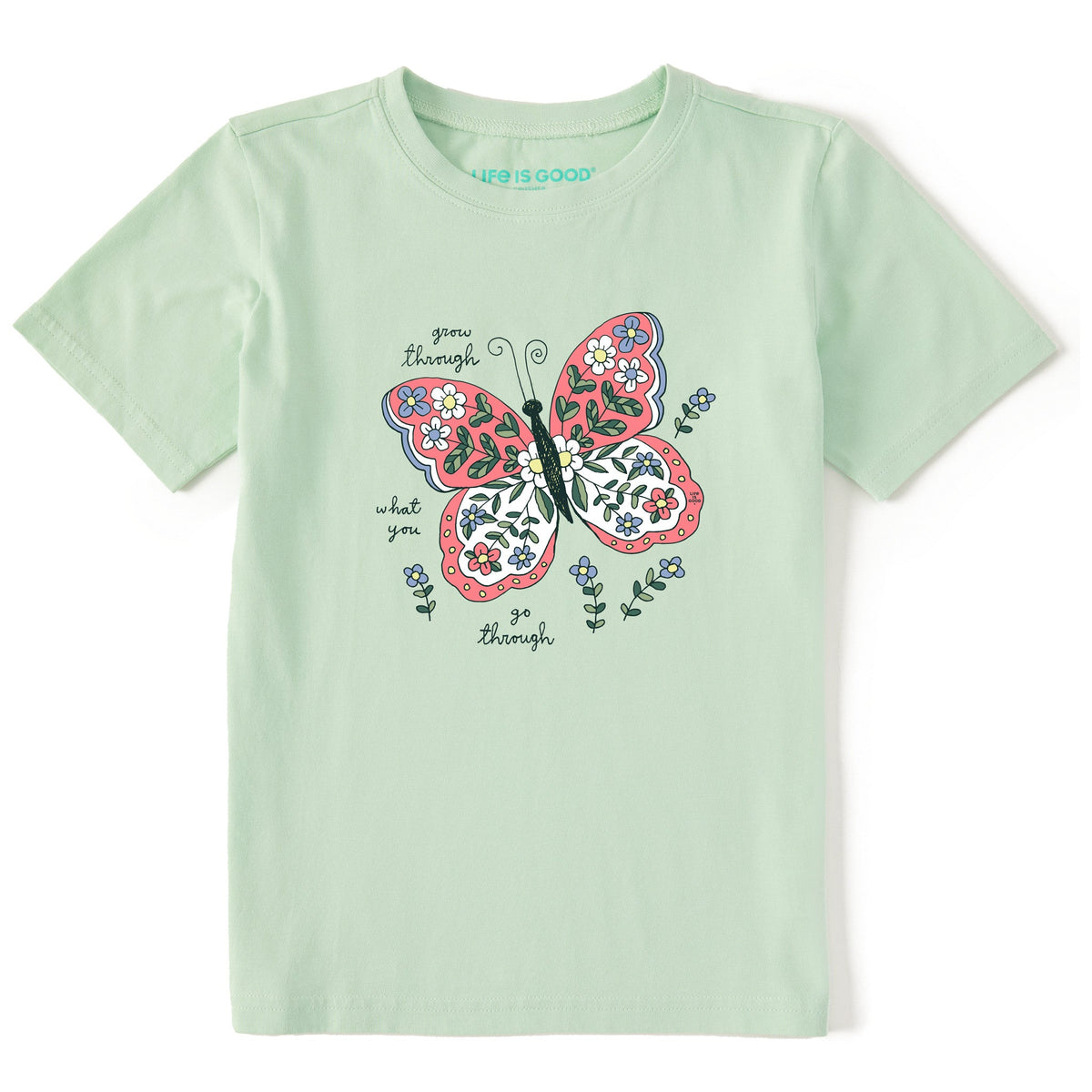 Kids Doodle Butterfly Grow Through Short Sleeve Crusher Tee