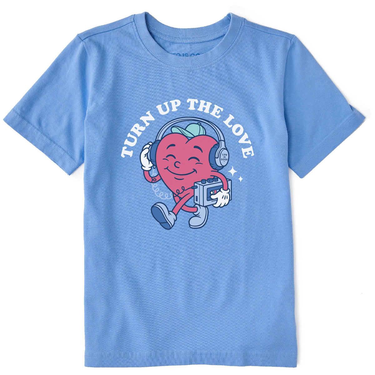Kids Turn Up the Love  Heart Mascot Short Sleeve Crusher Tee