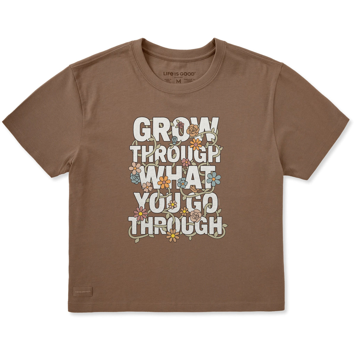 Women's Grow Through Floral Vine Short Sleeve Crusher Boxy Tee