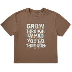 Women's Grow Through Floral Vine Short Sleeve Crusher Boxy Tee
