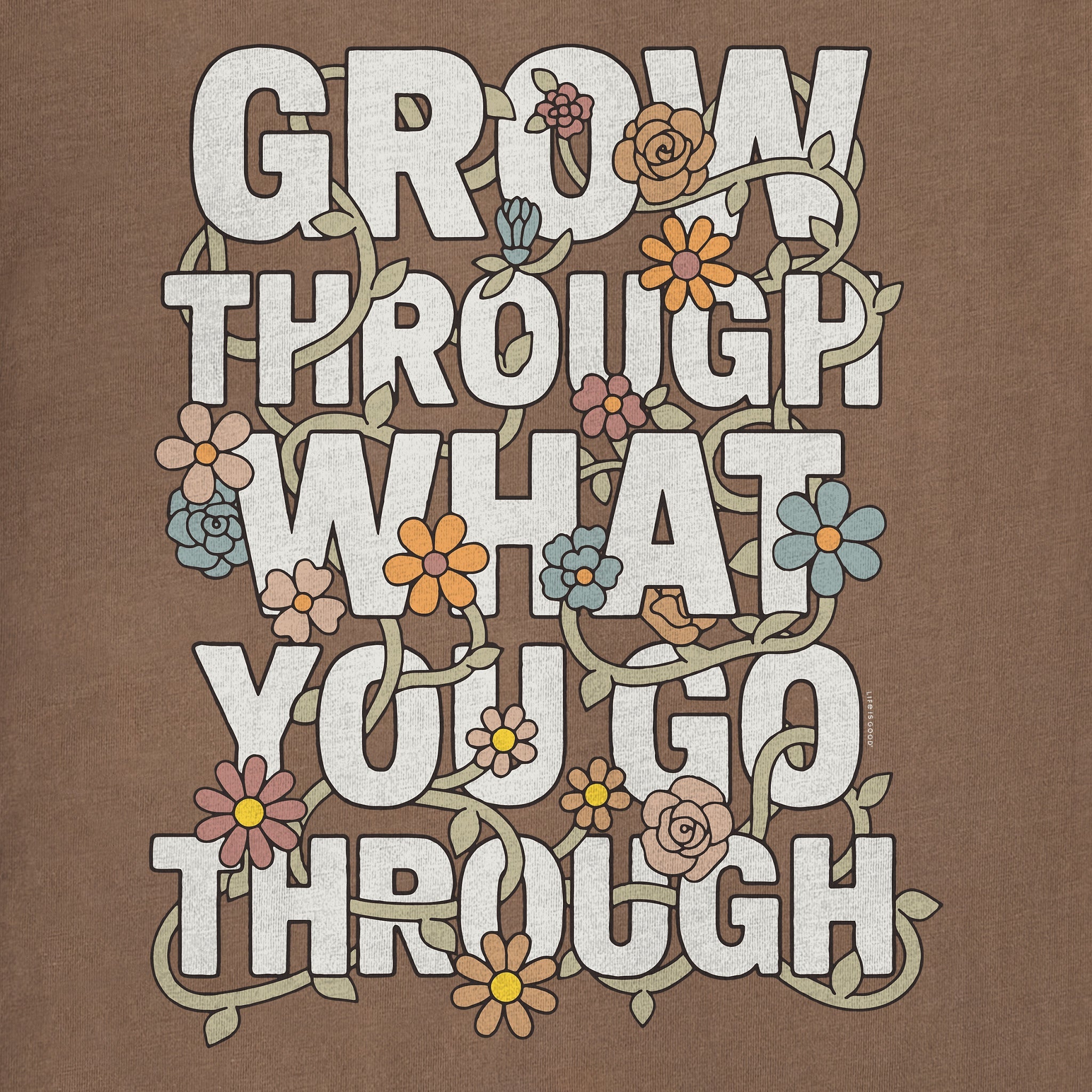 Women's Grow Through Floral Vine Short Sleeve Crusher Boxy Tee
