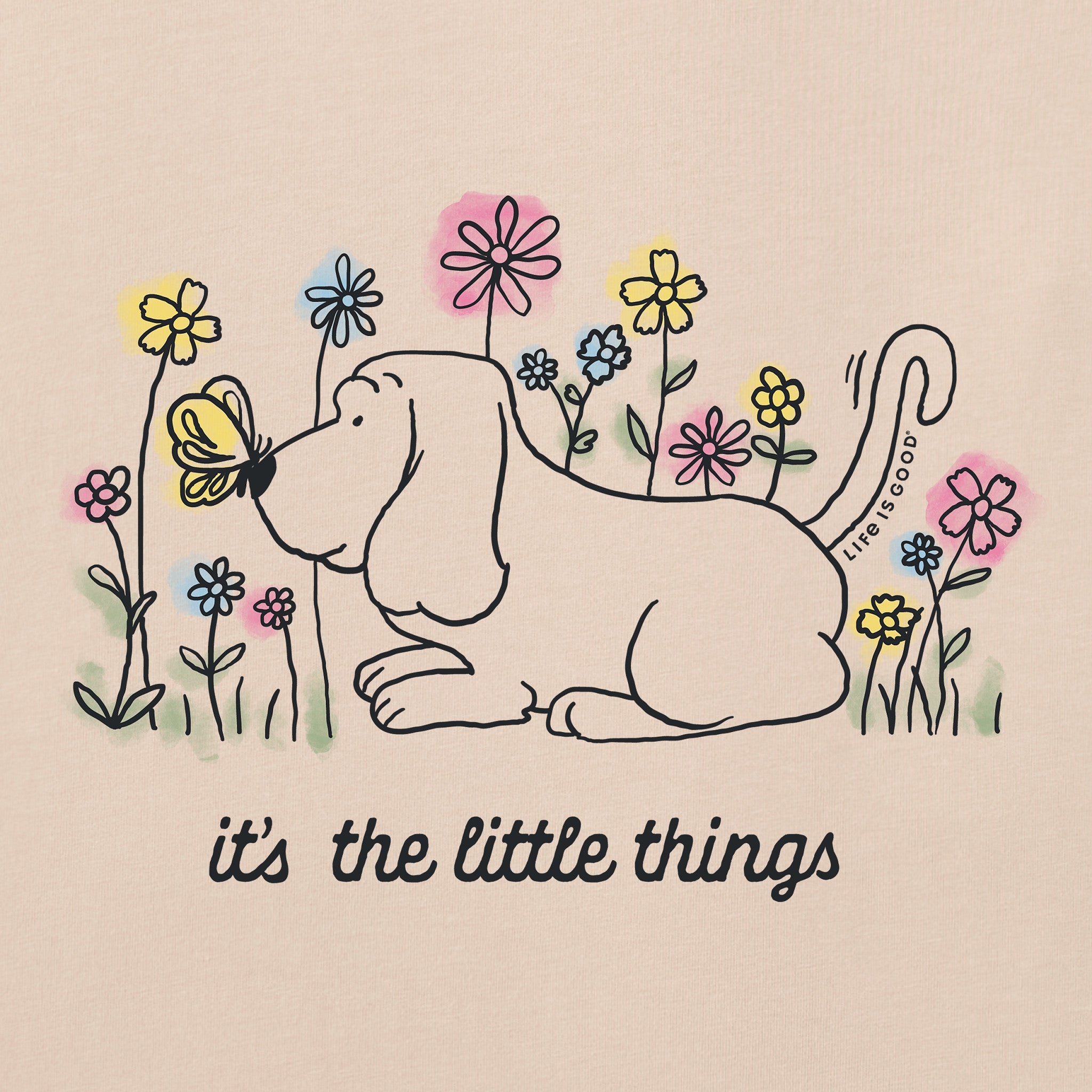 Women's It's the Little Things Butterfly Dog Long Sleeve Crusher Tee