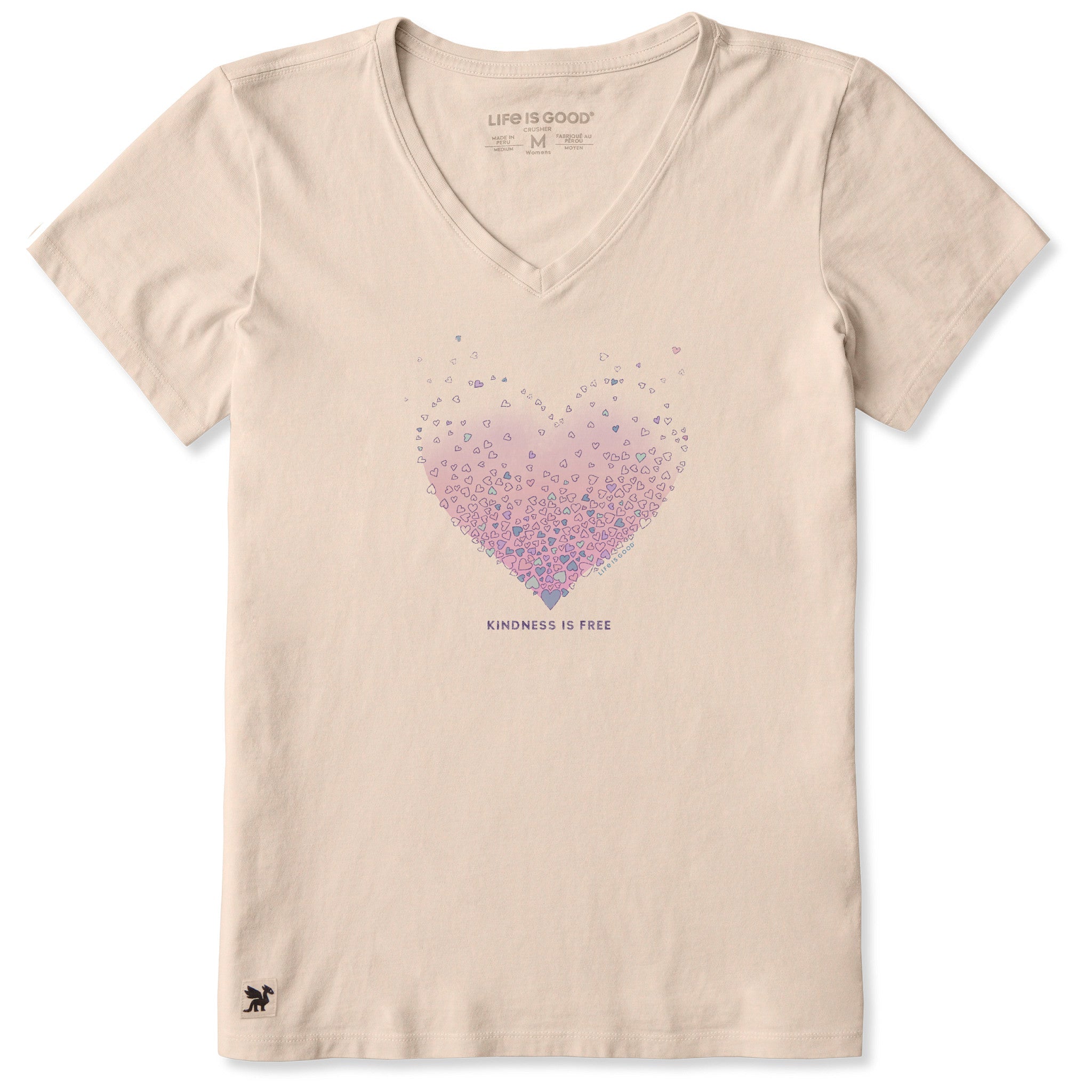 Women's Kindness is Free Evaporating Heart Short Sleeve Vee